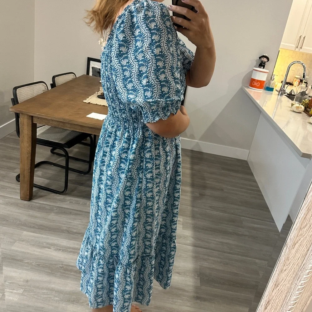 Hill House Women’s Midi Dress in Blue and White Floral Print - Picture 5 of 11
